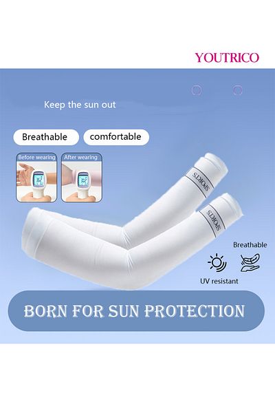 Youtrico Gloves Ice Silk Uv Blocking Arm Covers For Driving/cycling Spf50 High Protection