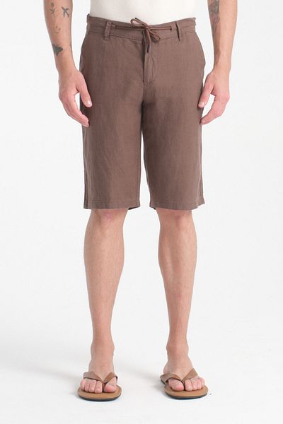 muzzo jeans Brown 100% Linen Shorts with Elastic Waist