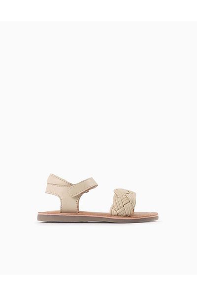 Ziddy Leather Sandals for Baby Girls, Beige
