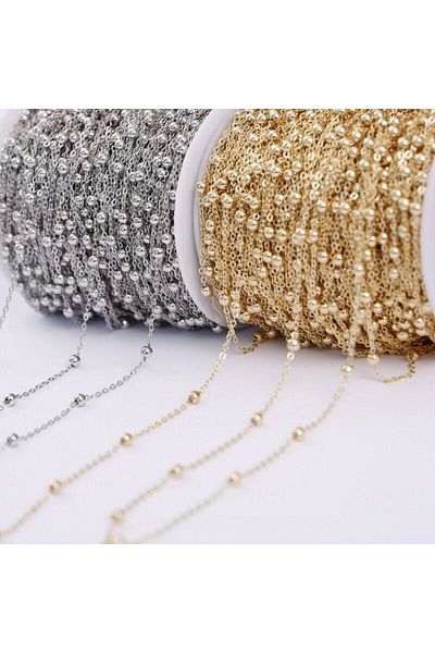 yiğit aksesuar 5 Meters Gold Plated Chain with Stainless Ball Detail for Jewelry Making