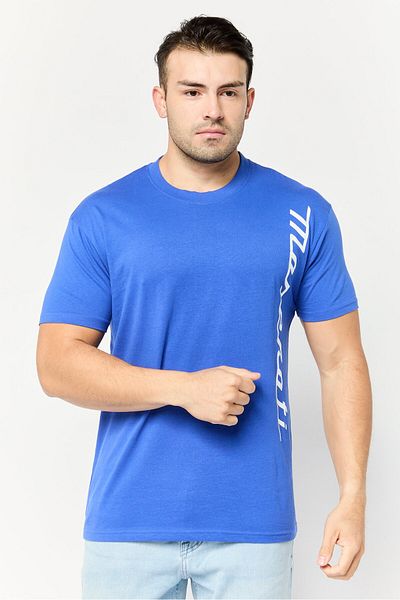 Maserati Men Crew Neck Short Sleeves Graphic Print T-Shirt, Blue