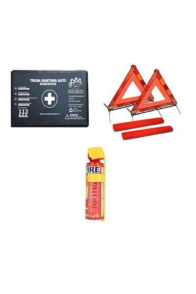 motor starter Kit Siguranta Auto Ms Omologat R.a.r Cu Valabilitate 5 Ani, 1x Stingator Tip Spray 1000ml, 1x Trusa