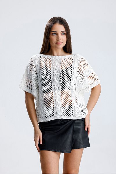 glztriko Women's Openwork Seasonal Hair Braid Patterned Cotton Blouse Knitwear Sweater Glz032
