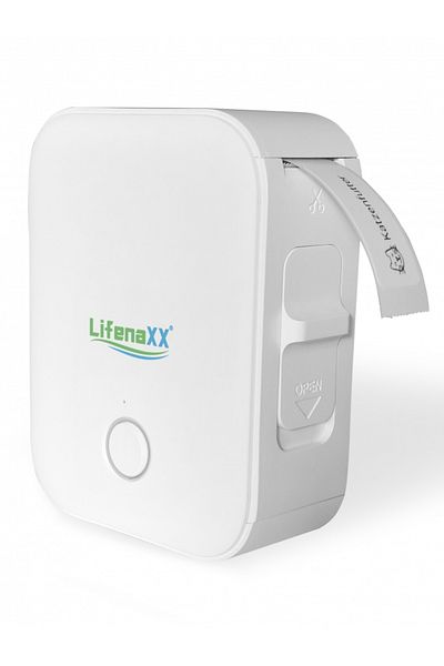 Lifenaxx Lx-048 Portable Label Printer, Bluetooth, Thermal, Toner-free, 1200 Mah, White