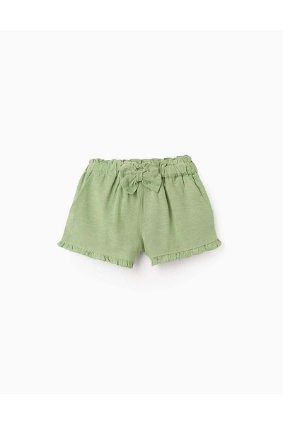 Ziddy Shorts with Bow for Baby Girls, Green