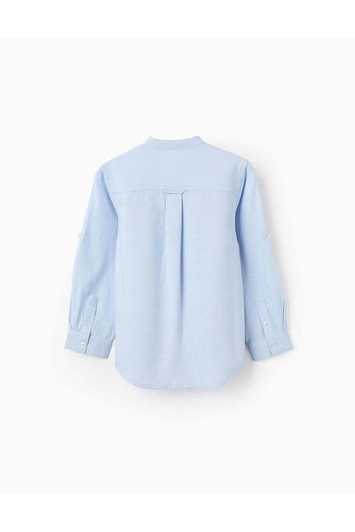 Ziddy Shirt with Mao Collar for Boys, Light Blue