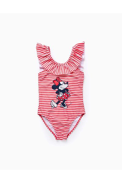 Ziddy Swimsuit with Stripes and Ruffles for Girls 'Minnie', Red