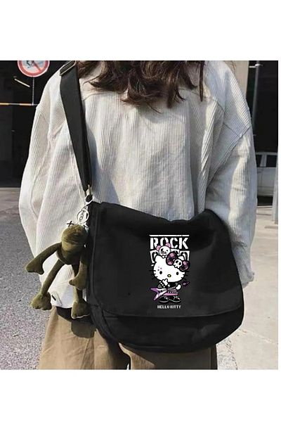 Touz Moda Rock Kitty Black Messenger Bag