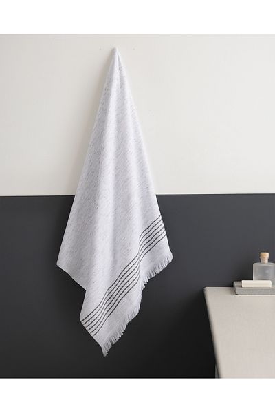 Madame Coco Opherna Cotton Bath Towel - White/Grey
