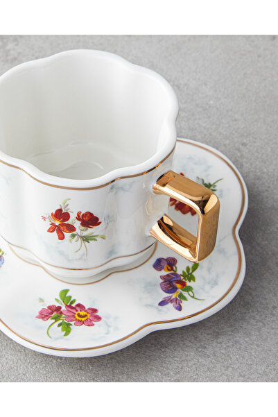 English Home Celestia Porcelain 4 Piece Coffee Cup Set for 2 Persons 90 ml Colorful