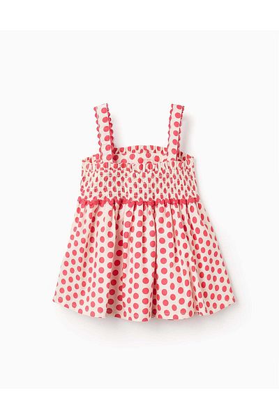 Ziddy Polka Dot Strappy Top for Girls, White/Red