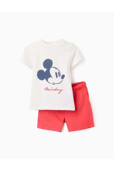Ziddy Set T-shirt + Shorts for Baby Boys 'Mickey', White/Red