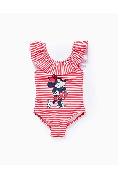 Ziddy Swimsuit with Stripes and Ruffles for Baby Girls 'Minnie', Red