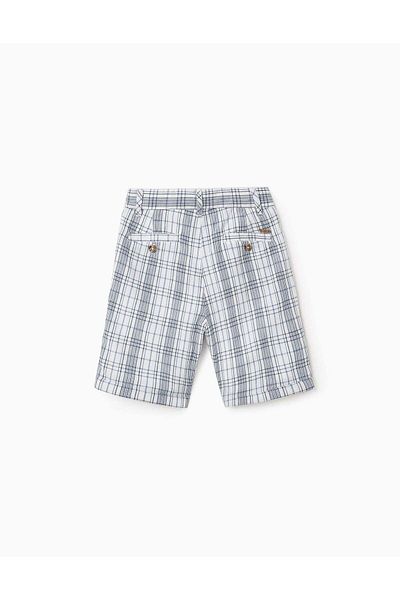 Ziddy Checkered Shorts for Boys 'You & Me', White/Blue