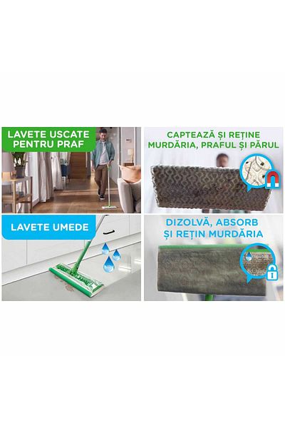 Swiffer Mop with wet wipes, set with 3 wet refills + 8 dry refills