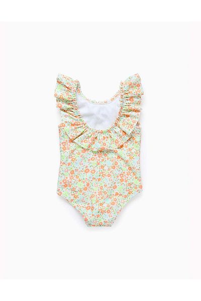 Ziddy Floral Swimsuit with Ruffles for Baby Girls, Multicolour