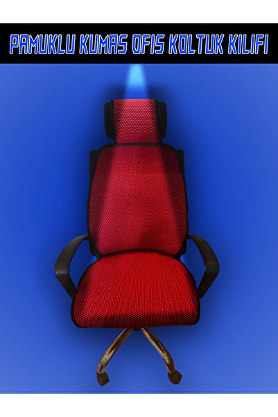 KONFORUM غطاء كرسي مكتب غطاء مقعد قطن مضاد للعرق قماش أحمر