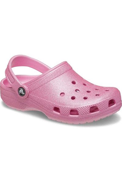 Crocs Classic Glitter Clog T Παιδικές Ροζ Παντόφλες 206992-6xe
