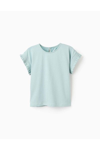 Ziddy Cotton Kimono Sleeve T-shirt for Girls, Aqua Green