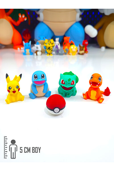 Suelo Butik 5'li Pokemon Seti Favori Pokemonlar Başlangıç Seti Pikachu Charmander Squirtle Bulbasaur 5Cm