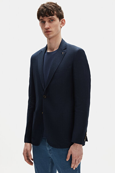 Tween Slim Fit Lacivert %100 Keten Kumaş Ceket