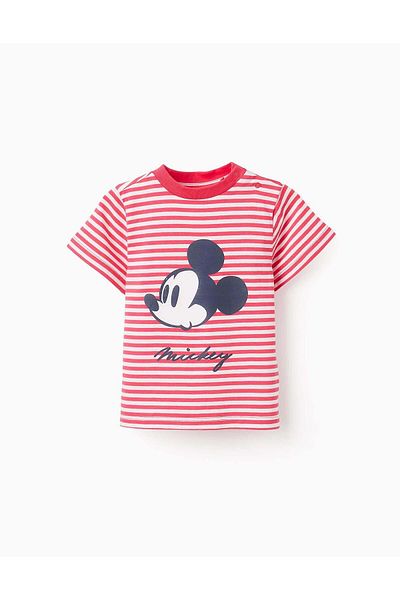 Ziddy Striped T-shirt for Baby Boys 'Mickey', White/Red