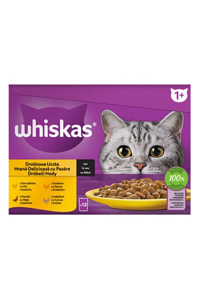 Whiskas Pack of 3 X Wet Cat Food With Poultry Meat In Gravy, 12 X 85 G, Selection