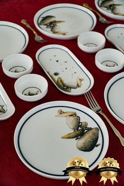 Farika Porselen Kaya 16 Piece Porcelain Breakfast Set for 6 People