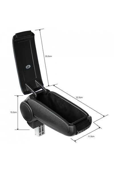 CED AUTO TRADE Car Armrest Compatible Dacia Sandero Ii 2017->, Black, Imitation Leather