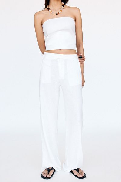 Pull & Bear Rustic trousers with crossover waist