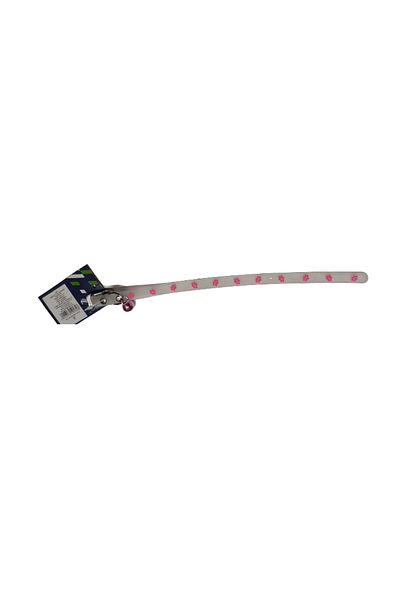OEM Zgarda Fosforescenta Pentru Caini Si Pisici, 27 Cm, Silicon Si Metal, Clopotel, Roz/transparent