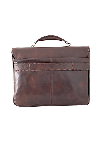 FASHION Men's laptop briefcase made of genuine vachetta leather, S163