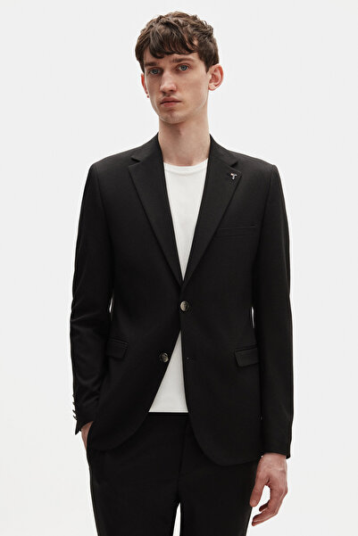 Tween Slim Fit Siyah Armürlü Takim Elbise