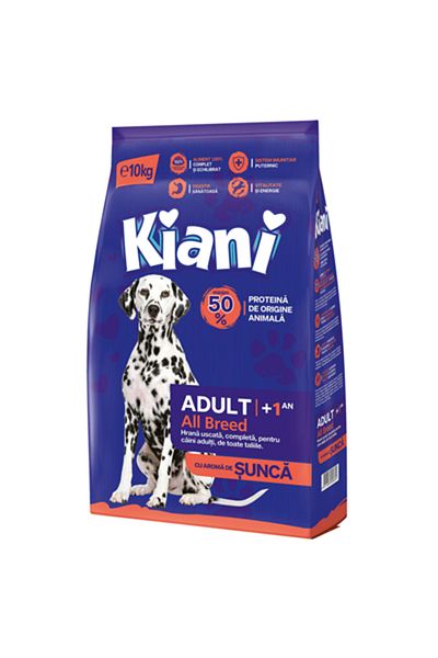 KİANİ Hrană uscată cu aromă de șuncă, mărime M/L, 10 kg, Kiani