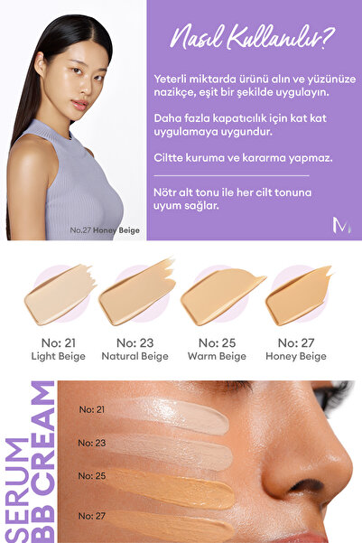 Missha Yaşlanma Karşıtı Bakım ve Aydınlık Görünüm Sunan M Perfect Cover Serum BB Cream SPF50+/PA++++ No:27