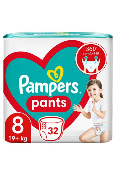 Pampers Pachet Jumbo Pantaloni, Mărimea 8, 19 Kg, 32 Bucăți