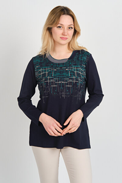 Detay Triko Жіноча блуза з довгими рукавами, розрізом з боків і детальним віз...