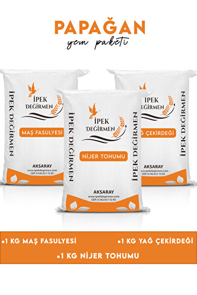 İpek Değirmen 3 KG Premium Papağan Yemi Maş Fasulyesi Yağ Çekirdeği Nijer Tohumu