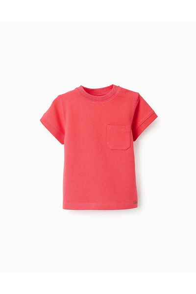 Ziddy Cotton Piqué T-shirt with Pocket for Baby Boys, Red