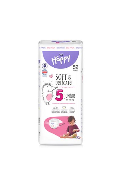 Happy Soft&Delicate Junior extra diapers, Size 5, 52 pcs