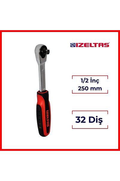 İzeltaş İzeltaş Ratchet Handle, 1/2 Inch 250mm, 32 Teeth, Durable and Precise Control