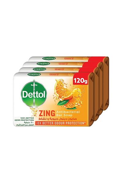 Dettol Anti-Bacterial Bar Soap 10X Better Odour Protection Value Pack 4