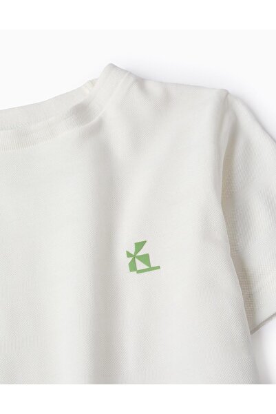 Ziddy Cotton Striped Texture T-shirt for Boys, White