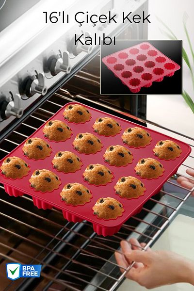 Nandy Home 16-Piece Flower Cake Mold, Silicone Non-Stick Mold