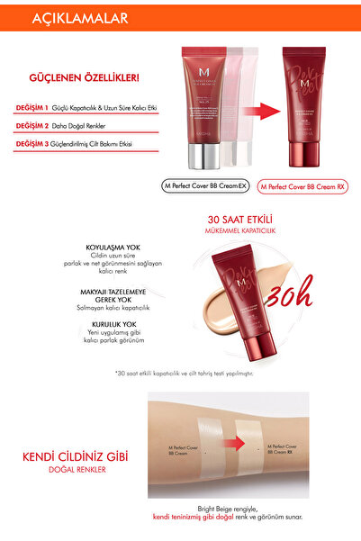 Missha Yüksek Kapatıcı ve Cilt Bakım Etkili Yeni Nesil BB Krem M Perfect Cover BB Cream RX SPF42+++ (No.25)