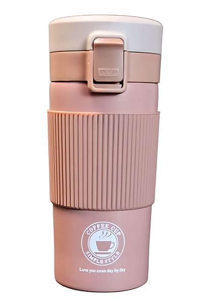 Biki Travel Coffee Mug - Stainless Steel Thermal Cup, 350ml (Pink)