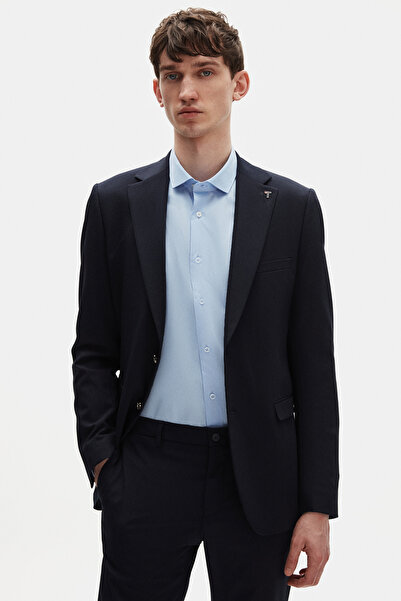 Tween Slim Fit Lacivert Armürlü Takim Elbise