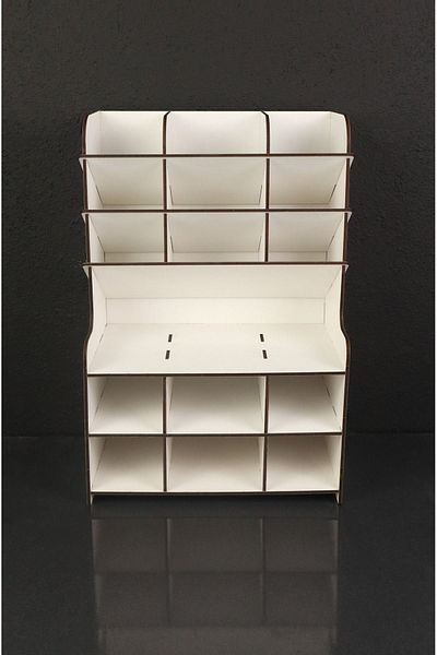 kutuTR 9+9 Compartment Desktop Pen Holder Organizer White Disassembled