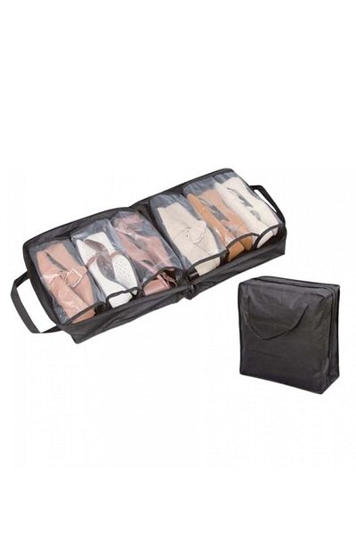 OEM Shoe storage bag for 6 pairs, black, 35 x 37 x 16 cm