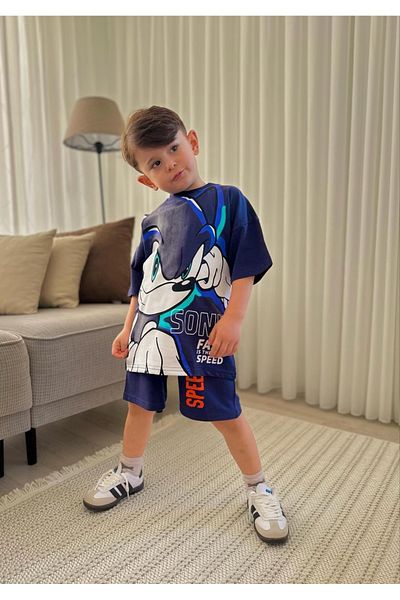 öykümgaleria Boy's Summer Top and Bottom Set with Shorts